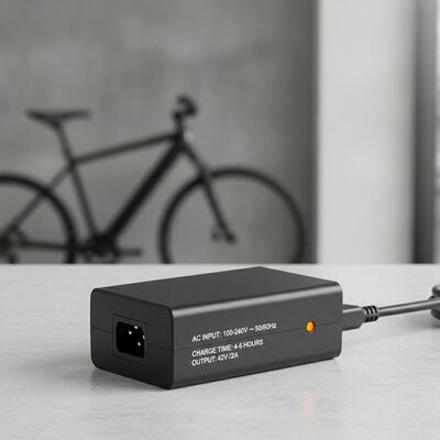 300 Grams Lightweight Ebike Battery Charger with 100-240V AC Input and 4-6 Hours Charging Time for Electric Bikes